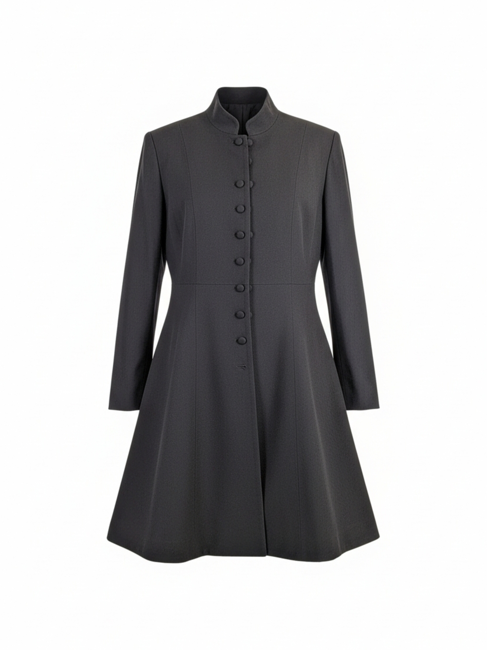 Vtg Black Fit-and-Flare Long Jacket